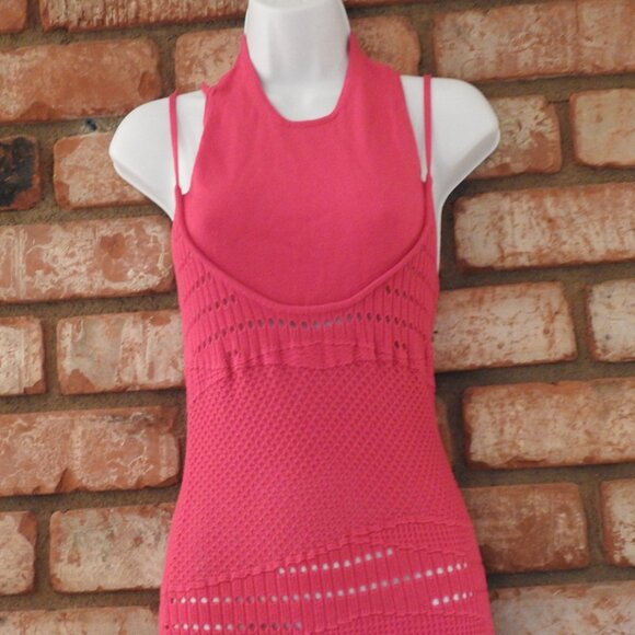 Esteban Cortazar Pink Crochet Bodycon Midi Dress S (US 4) - Picture 5 of 12